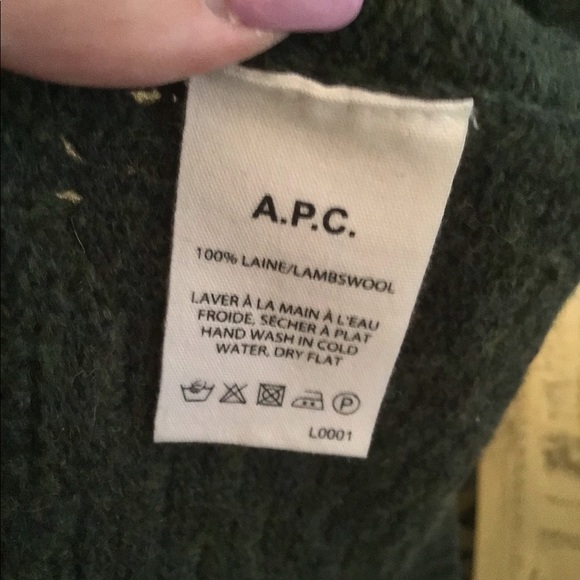 A.P.C. Army Green Lambs Wool Sweater S - Picture 6 of 6